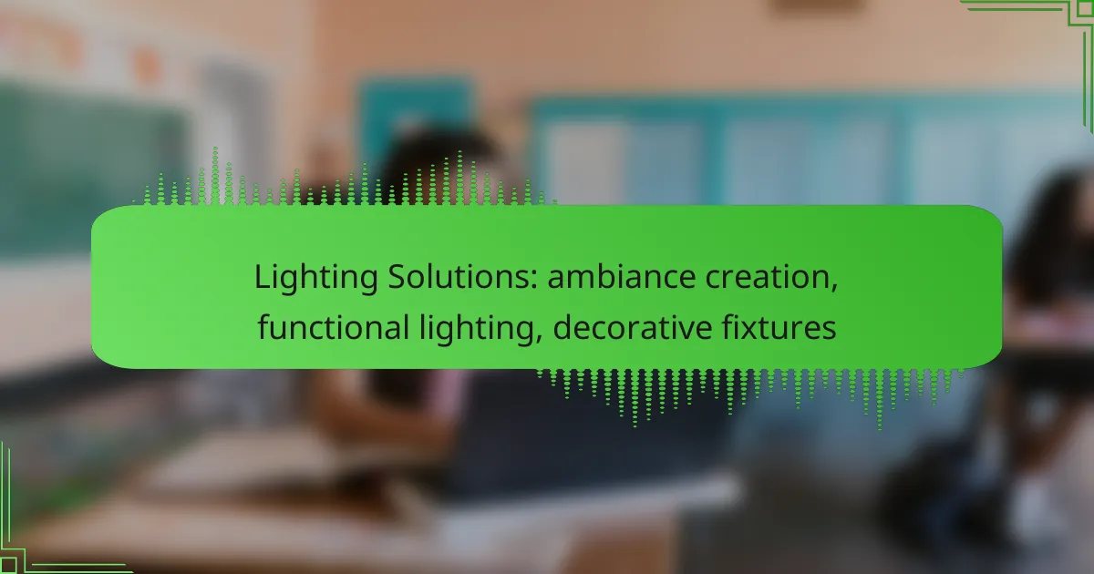 Lighting Solutions: ambiance creation, functional lighting, decorative fixtures